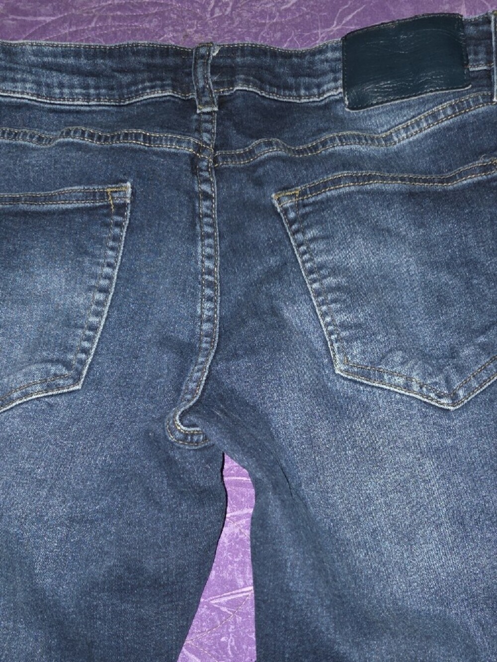 Men's Original Vintage Weatherproof Slim Fit Dark Blue Jeans - Picture 3 of 6